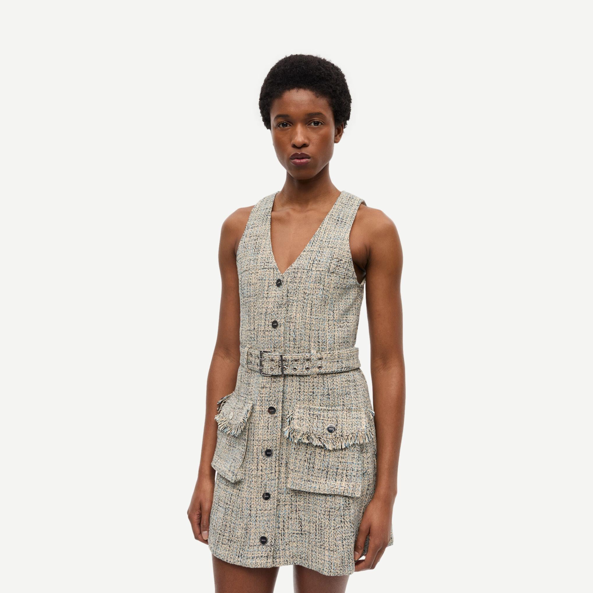 GANNI ♥ Summer Tweed Belt Mini Dress/追跡付 GANNI ♥ Summer Tweed Belt Mini Dress/追跡付