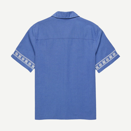 Didcot SS Shirt Placement Border - Blue/Ecru - Galvanic.co