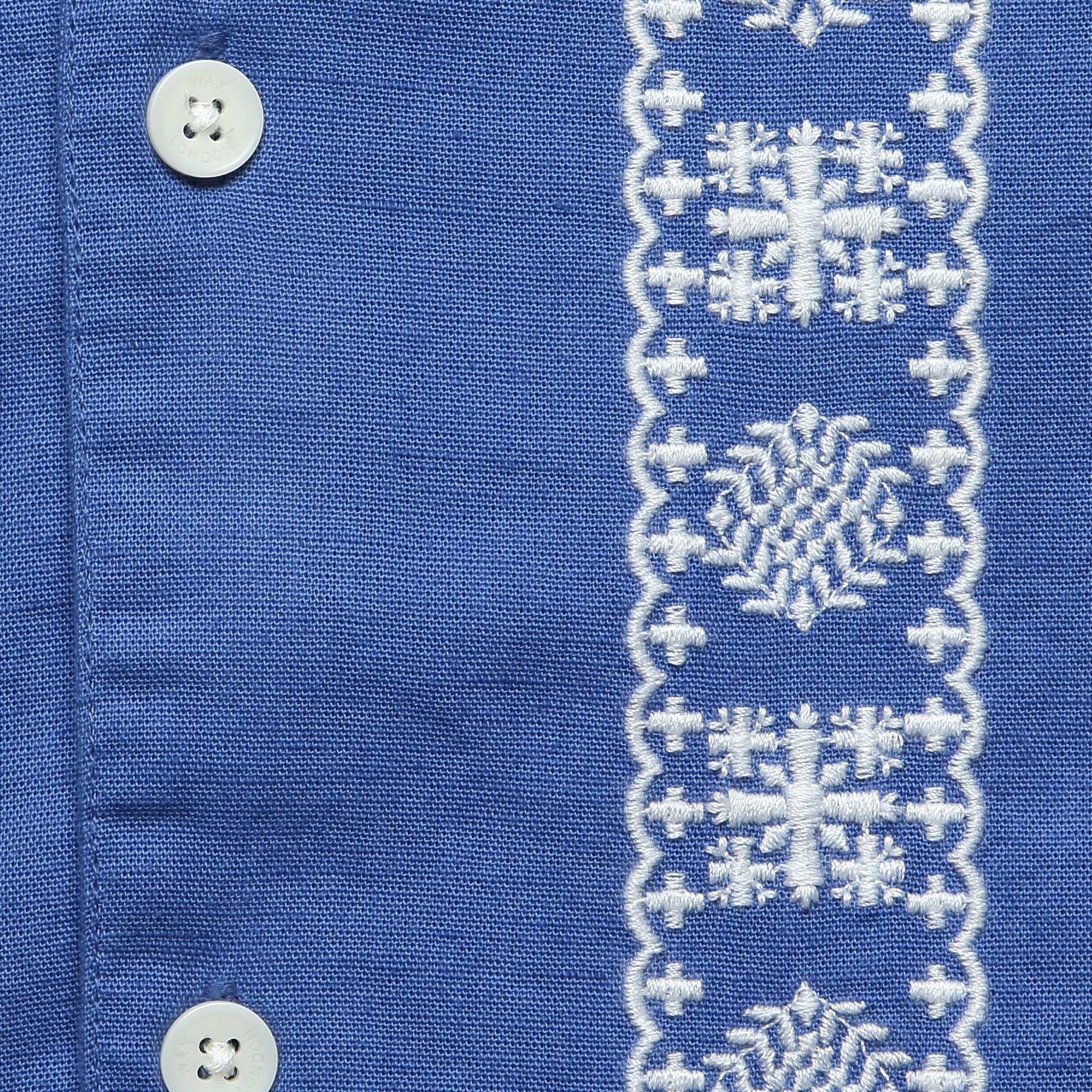 Didcot SS Shirt Placement Border - Blue/Ecru - Galvanic.co