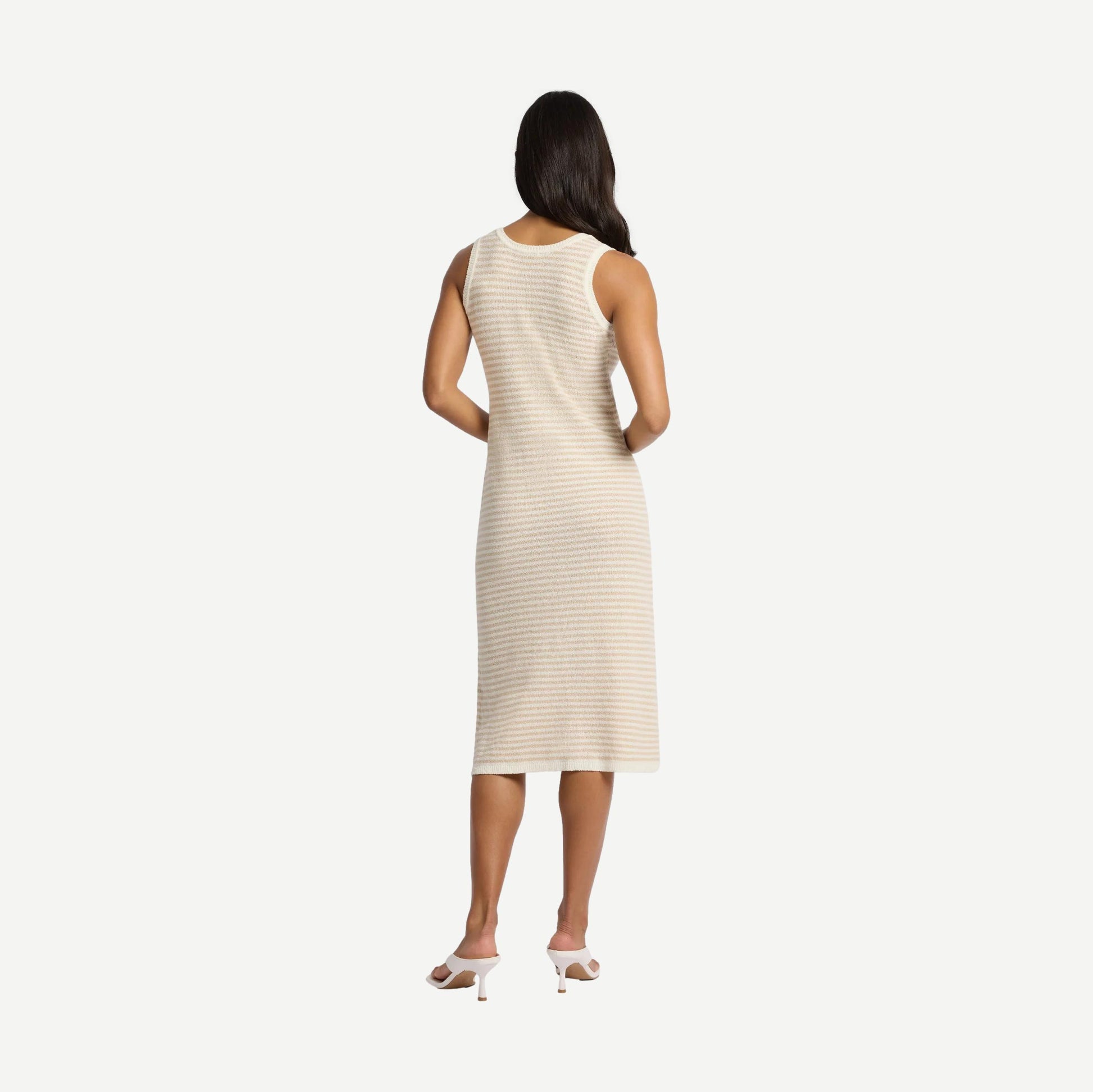 Cotton Boucle Scoop Tank Dress - Jute/Egret - Galvanic.co