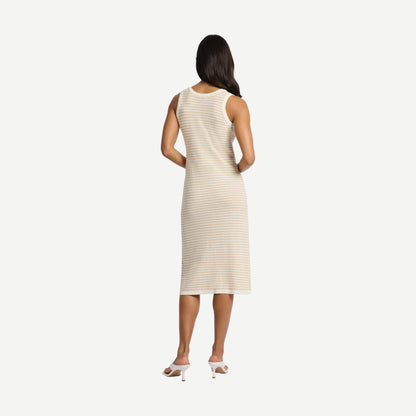 Cotton Boucle Scoop Tank Dress - Jute/Egret - Galvanic.co