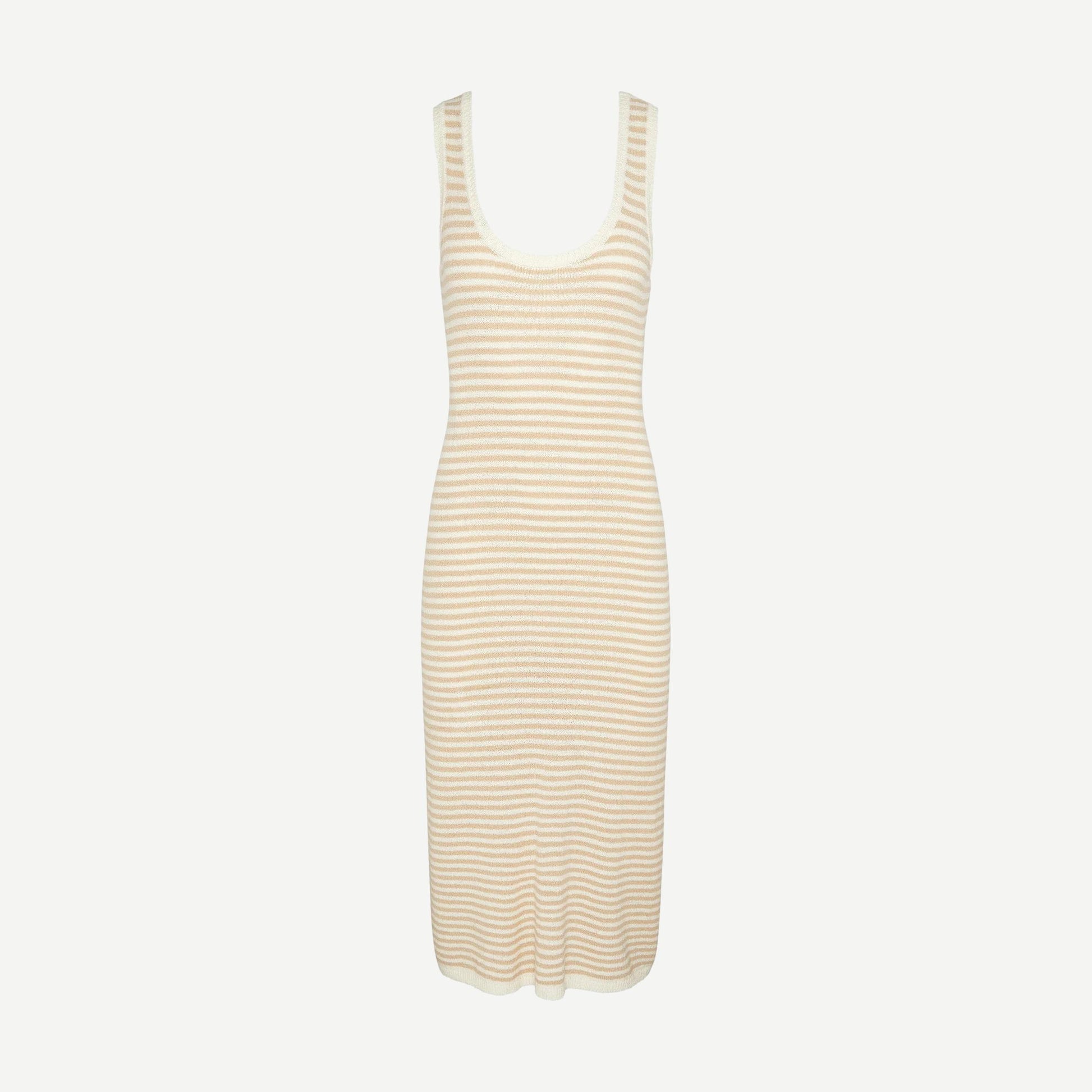 Cotton Boucle Scoop Tank Dress - Jute/Egret - Galvanic.co