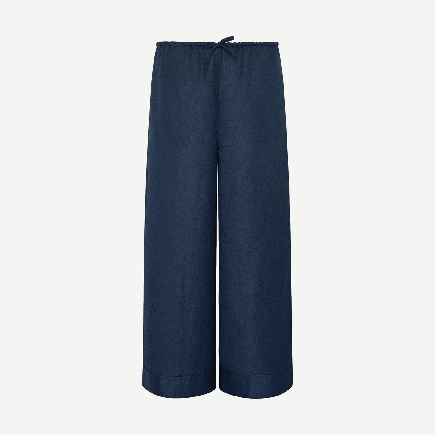 Air Linen Wide Leg Drawstring Pant - Noir Navy - Galvanic.co