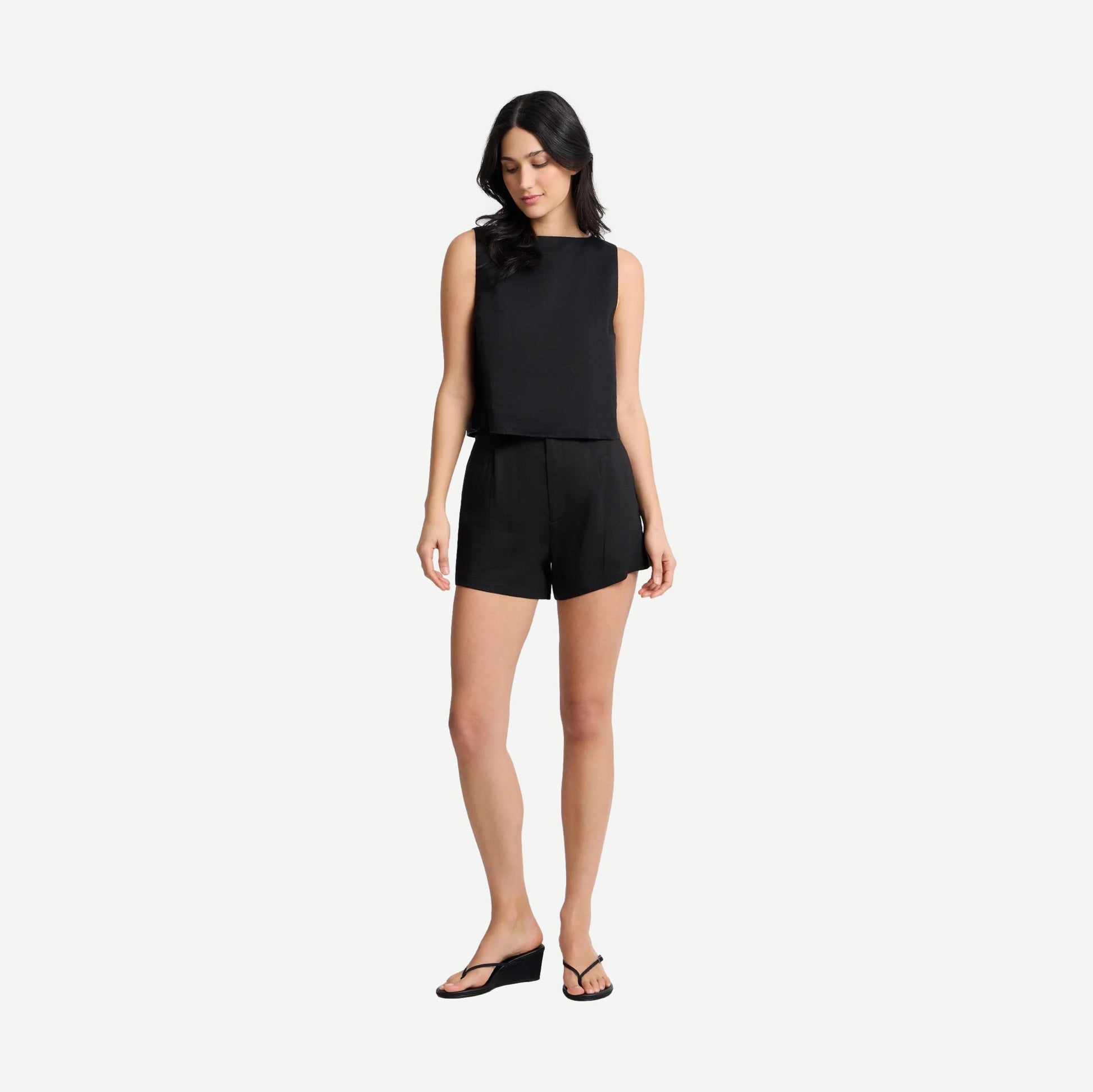 Stretch Linen Short - Black - Galvanic.co