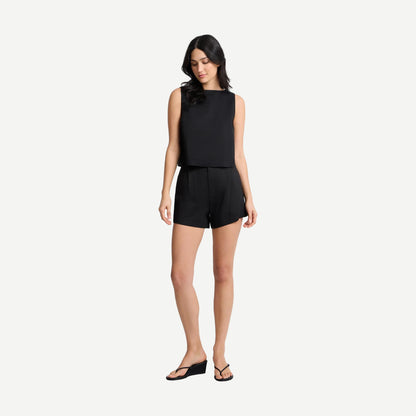 Stretch Linen Short - Black - Galvanic.co