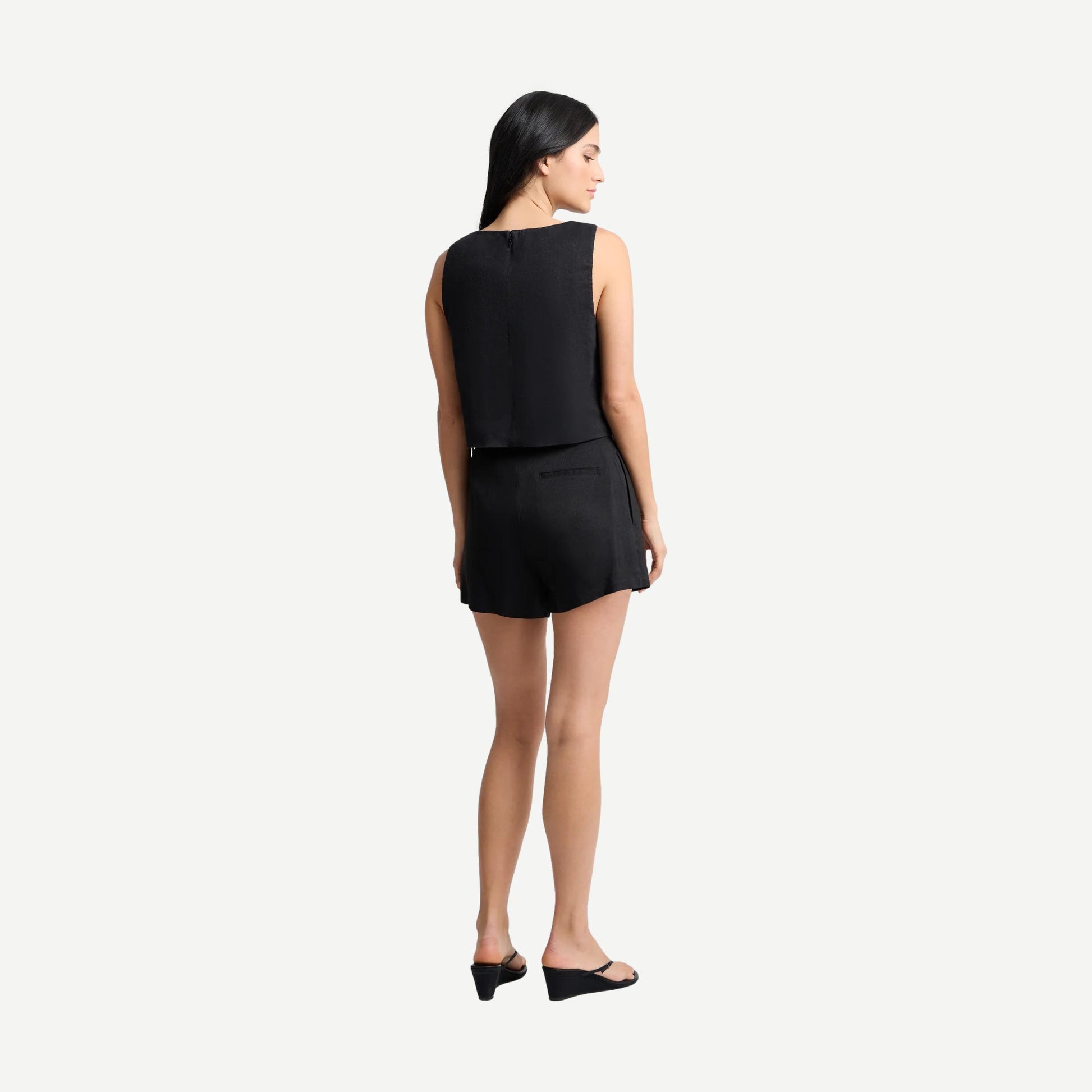 Stretch Linen Short - Black - Galvanic.co