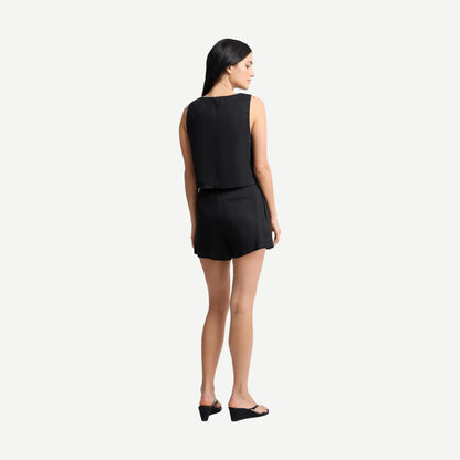 Stretch Linen Short - Black - Galvanic.co
