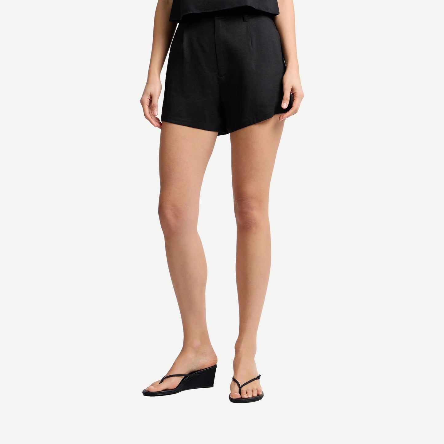 Stretch Linen Short - Black - Galvanic.co