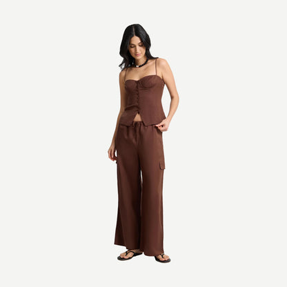 Air Linen Cargo Pant - Brown - Galvanic.co