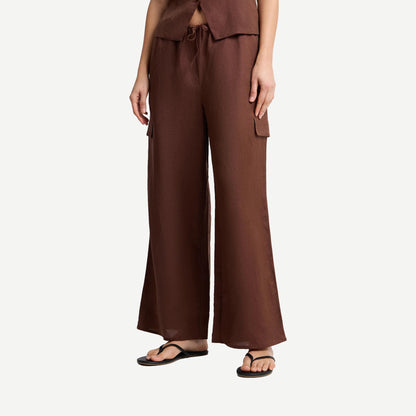Air Linen Cargo Pant - Brown - Galvanic.co