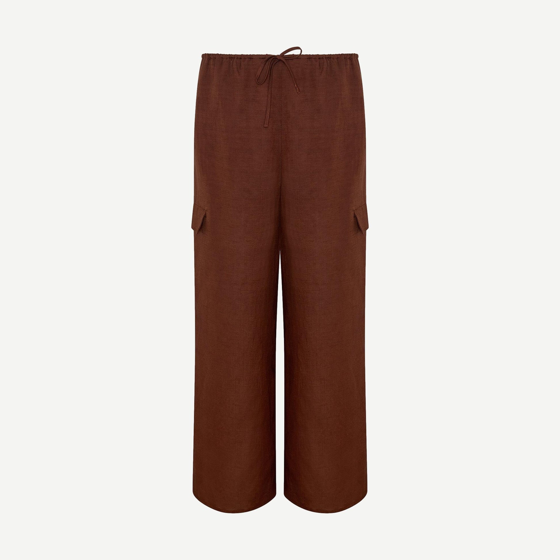 Air Linen Cargo Pant - Brown - Galvanic.co