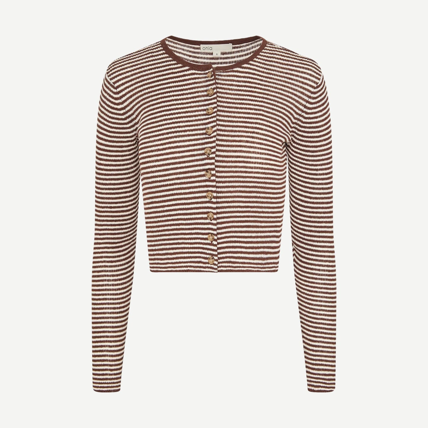 Linen Rib Cardigan - Brown/Egret - Galvanic.co