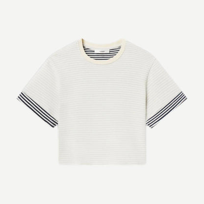The Stripe Cuff Top - Cream Multi - Galvanic.co