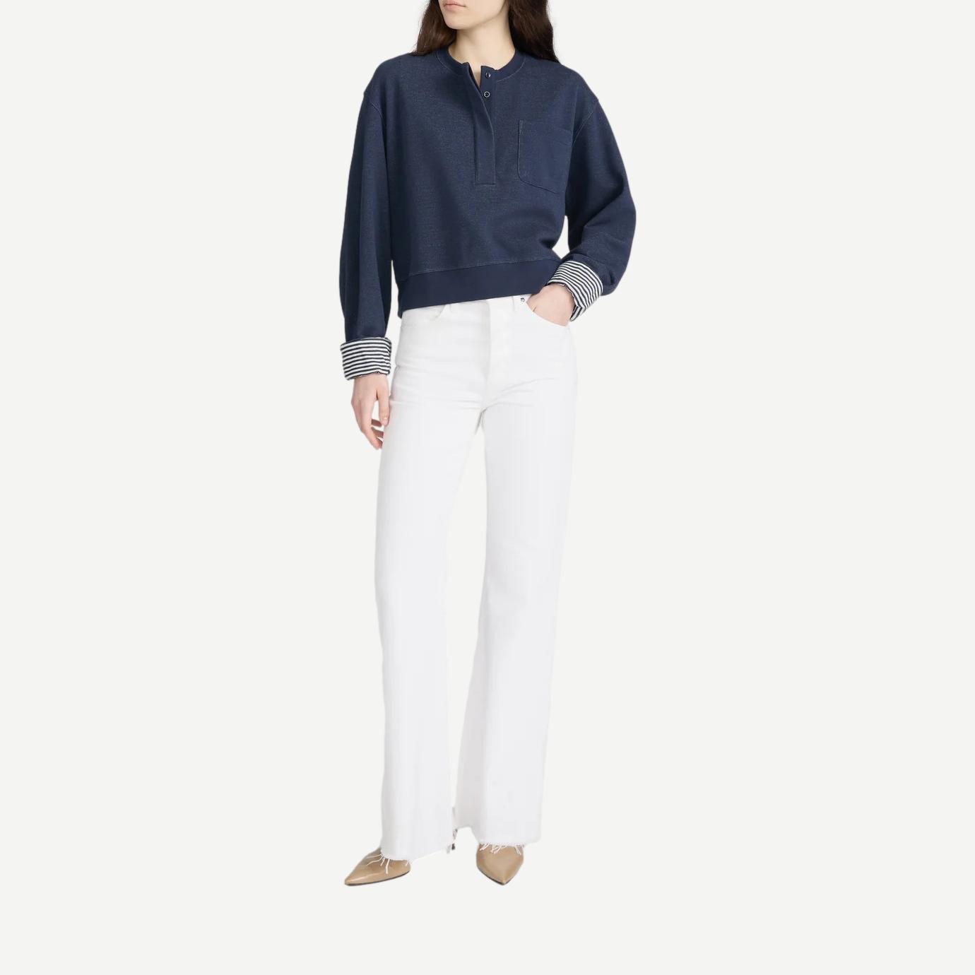 The Stripe Cuff Sweatshirt - Navy Multi - Galvanic.co