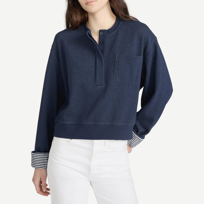 The Stripe Cuff Sweatshirt - Navy Multi - Galvanic.co