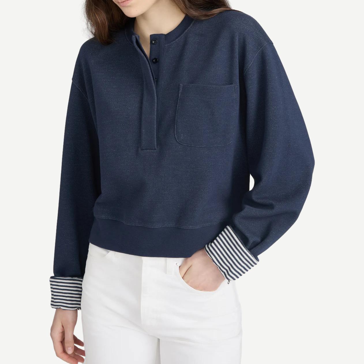 The Stripe Cuff Sweatshirt - Navy Multi - Galvanic.co