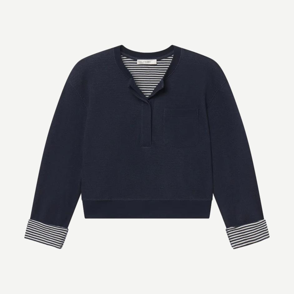 The Stripe Cuff Sweatshirt - Navy Multi - Galvanic.co