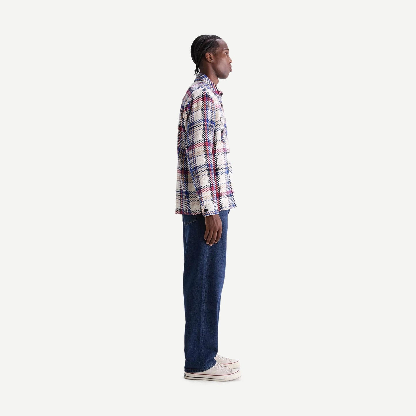 Whiting Overshirt Jazz Weave - Ecru/Red