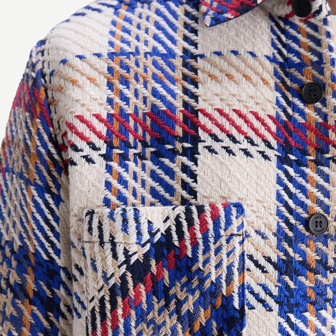 Whiting Overshirt Jazz Weave - Ecru/Red