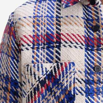Whiting Overshirt Jazz Weave - Ecru/Red