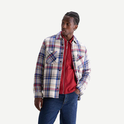 Whiting Overshirt Jazz Weave - Ecru/Red