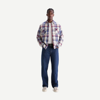 Whiting Overshirt Jazz Weave - Ecru/Red