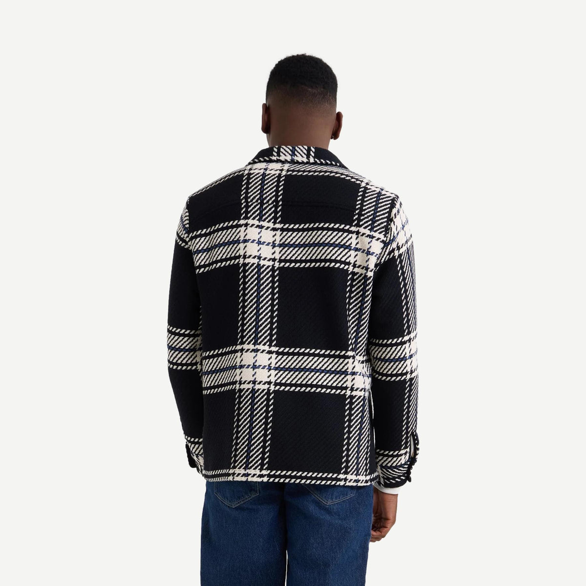 Whiting Overshirt Oversize Grid Check - Black/Ecru