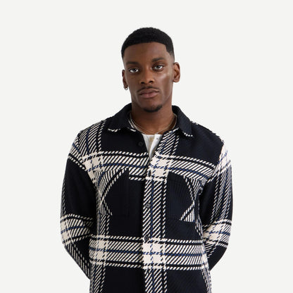 Whiting Overshirt Oversize Grid Check - Black/Ecru