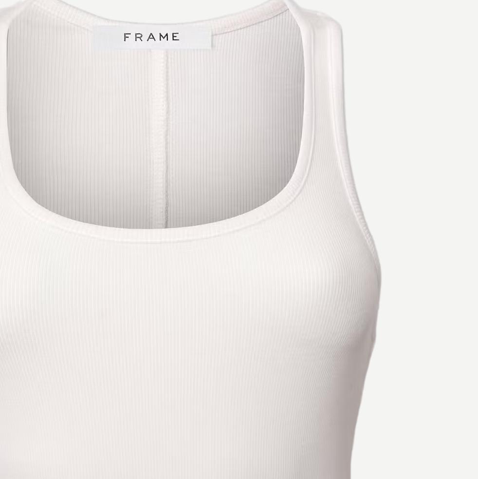 Rib Scoop Neck Tank - White - Galvanic.co