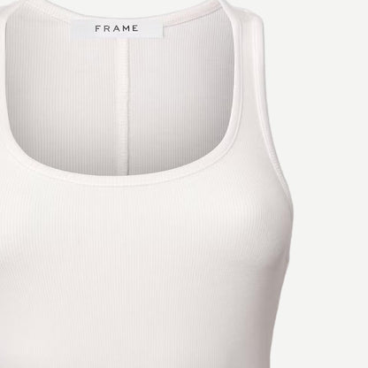 Rib Scoop Neck Tank - White - Galvanic.co