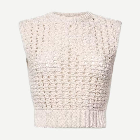 Tape Yarn Sweater Vest - Cream - Galvanic.co