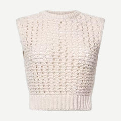 Tape Yarn Sweater Vest - Cream - Galvanic.co