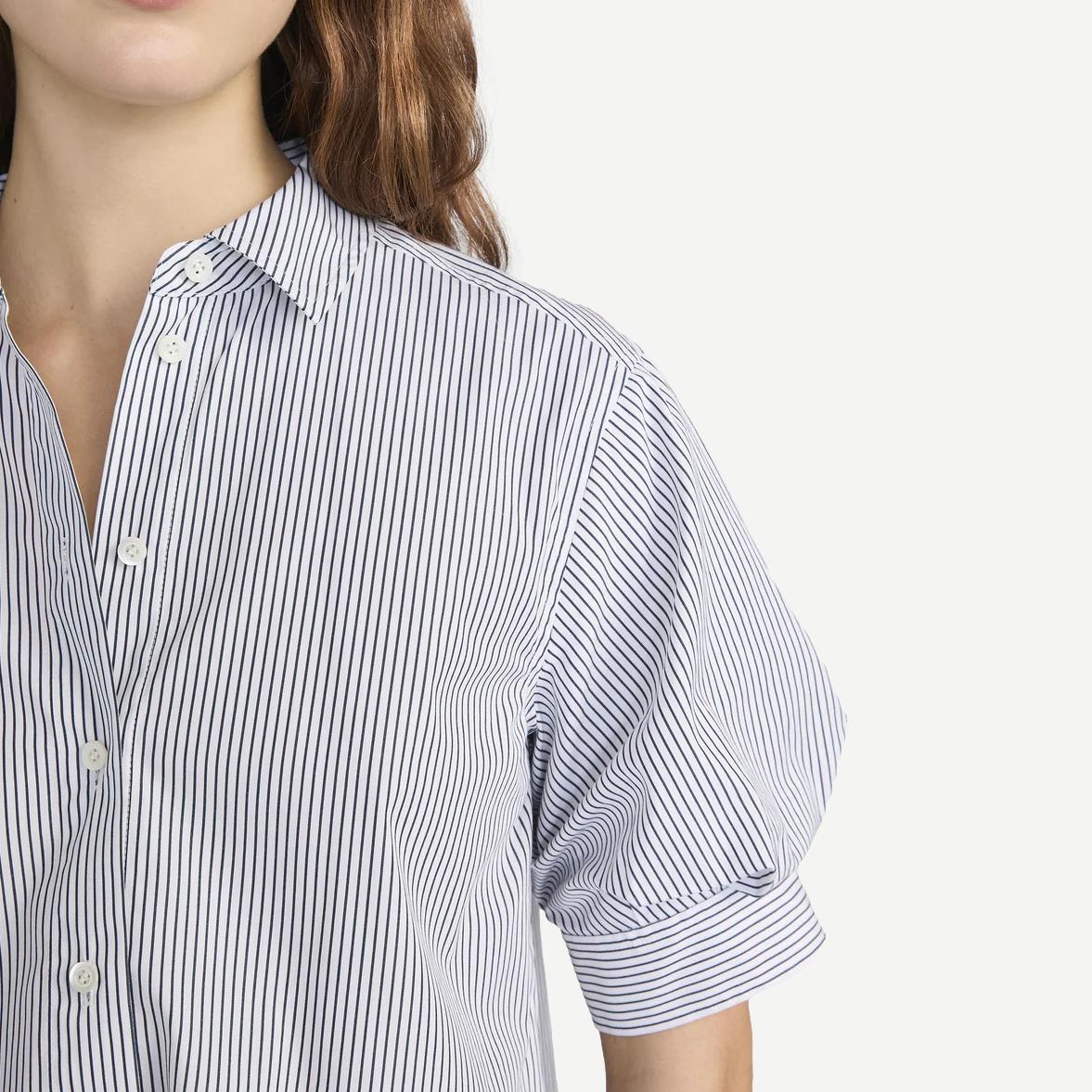 The Billow Sleeve Shirt - Navy Stripe - Galvanic.co