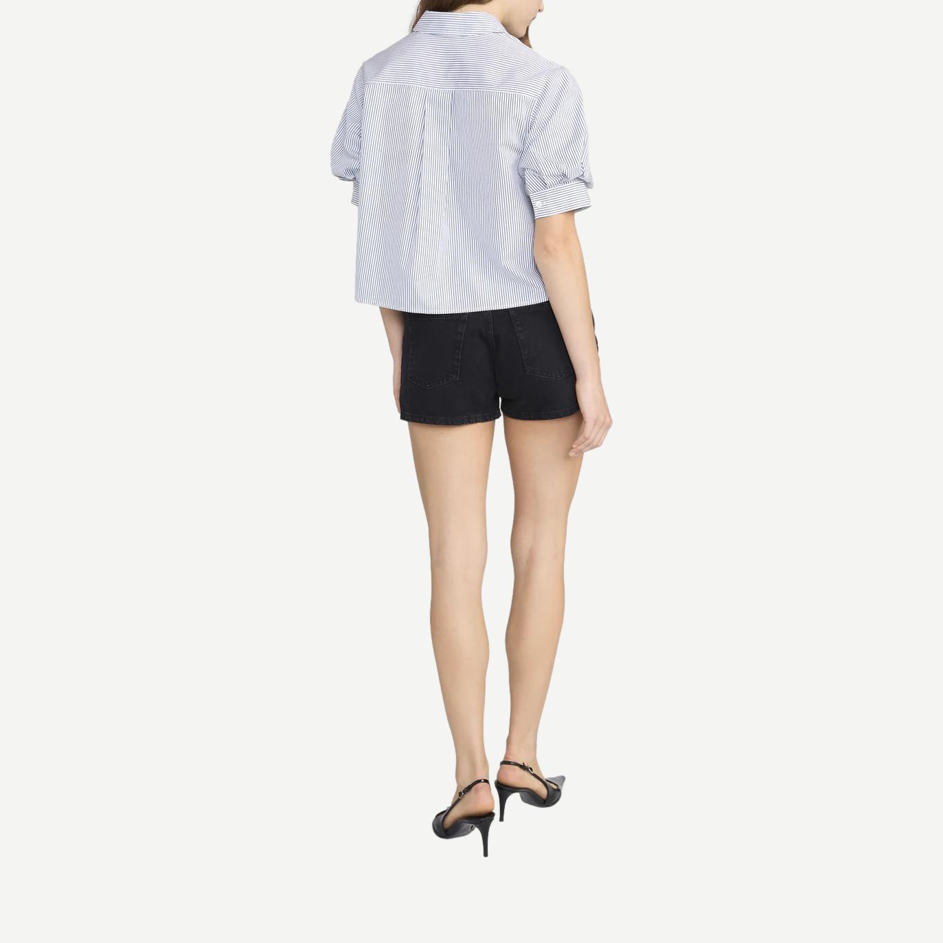 The Billow Sleeve Shirt - Navy Stripe - Galvanic.co