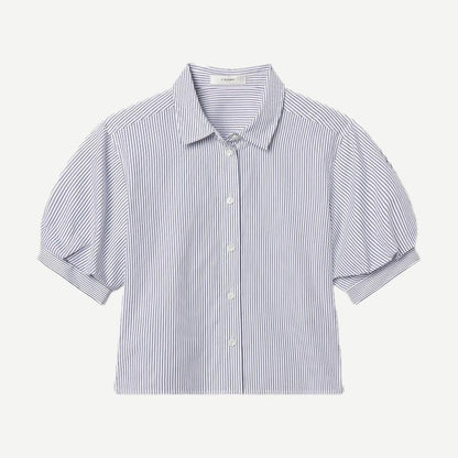 The Billow Sleeve Shirt - Navy Stripe - Galvanic.co