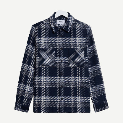 Whiting Overshirt Plaid Weave - Navy/Ecru