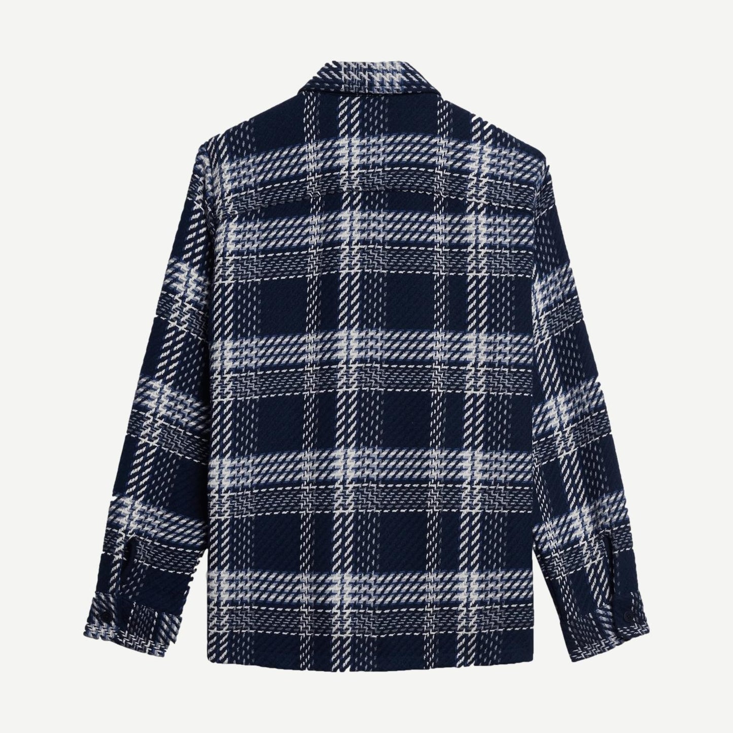 Whiting Overshirt Plaid Weave - Navy/Ecru