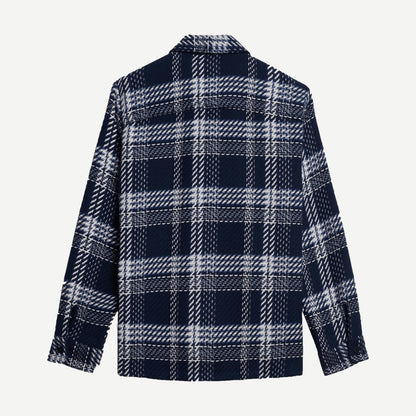Whiting Overshirt Plaid Weave - Navy/Ecru