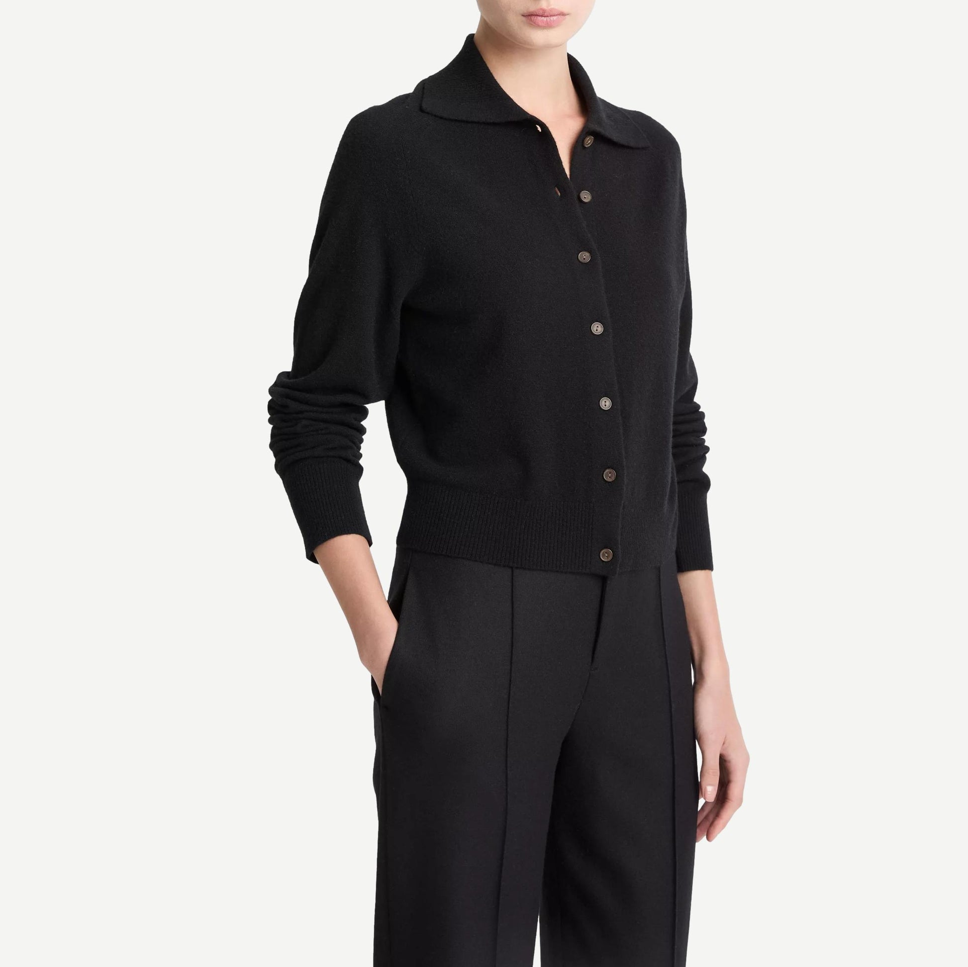 Button Up Polo Cardigan - Black - Galvanic.co