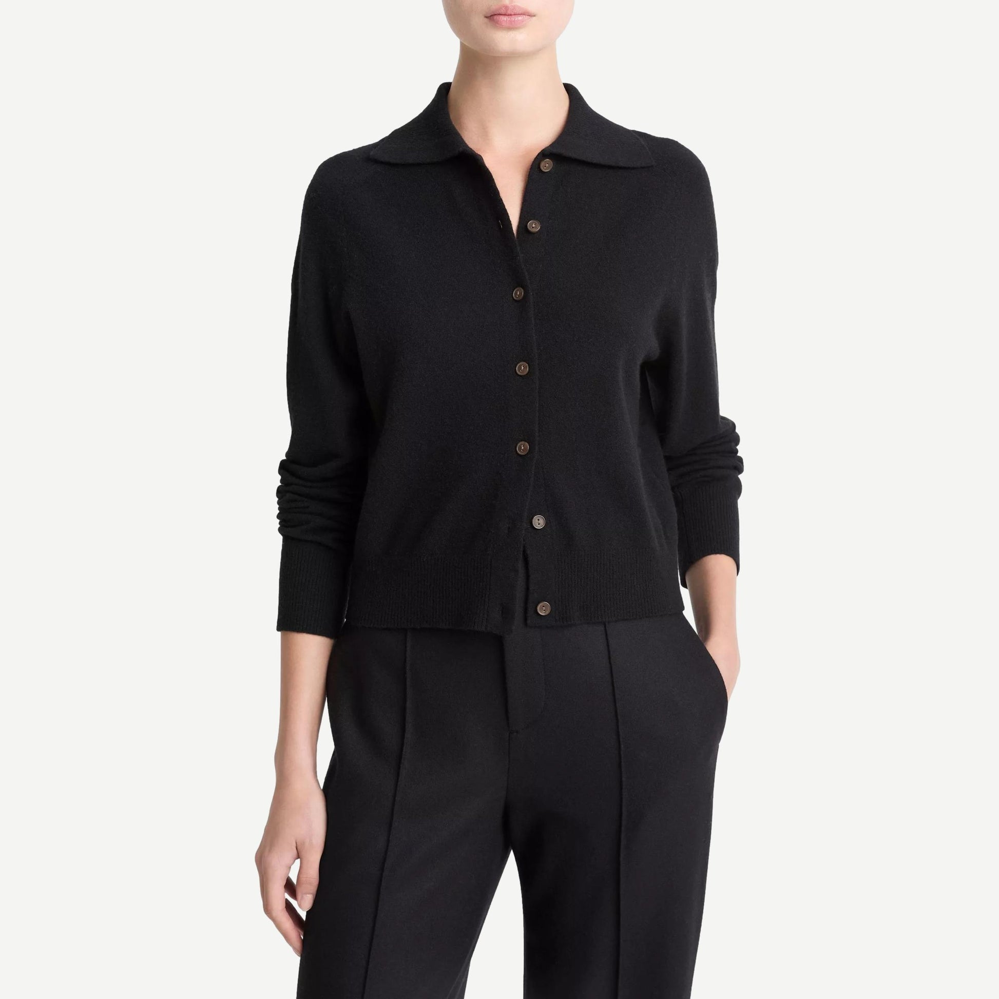Button Up Polo Cardigan - Black - Galvanic.co