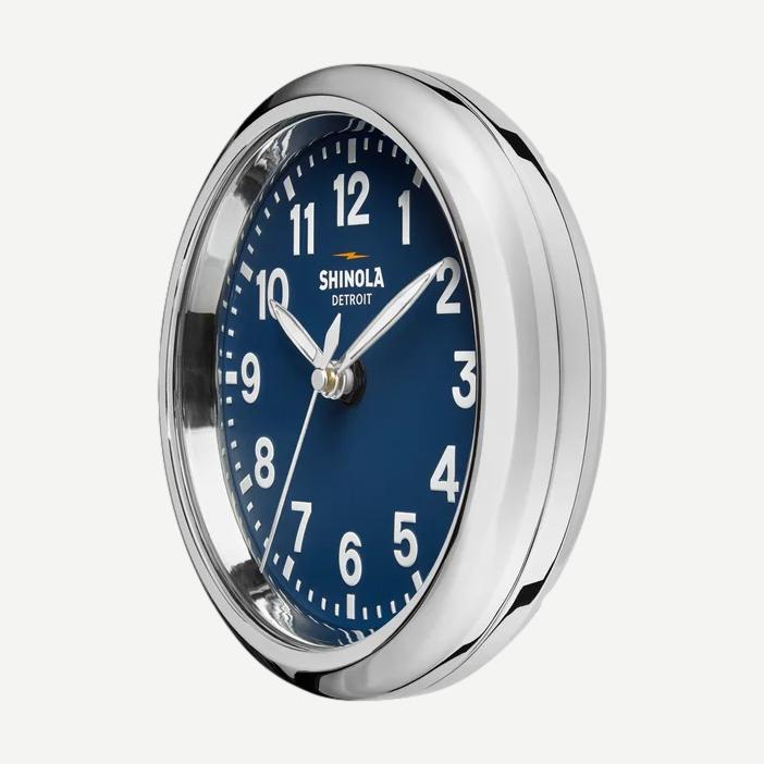 Desk Clock Runwell 6" - Chrome/Navy