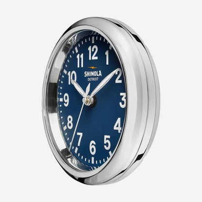 Desk Clock Runwell 6" - Chrome/Navy