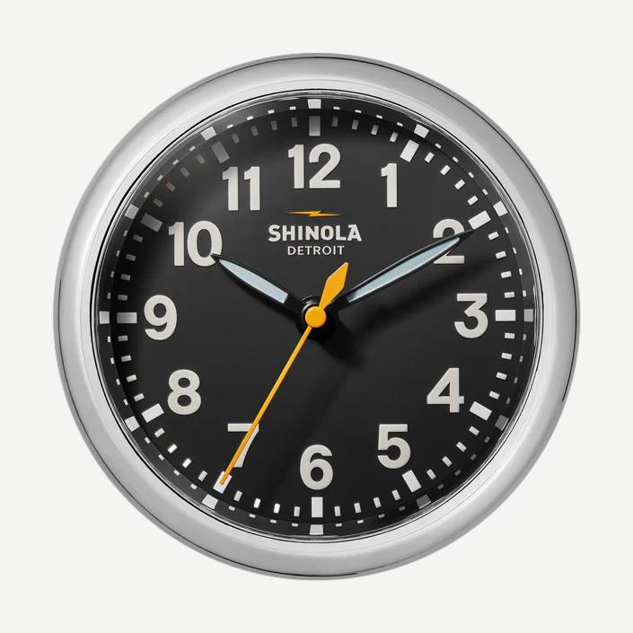 Desk Clock Runwell 6" - Chrome/Black