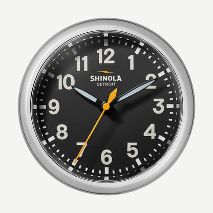 Desk Clock Runwell 6" - Chrome/Black