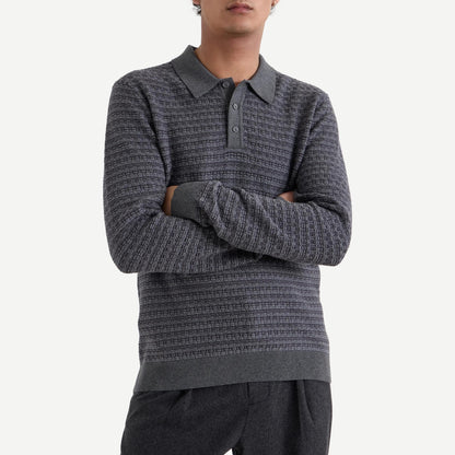 Oban L/S Polo Mini Geo Multi - Grey