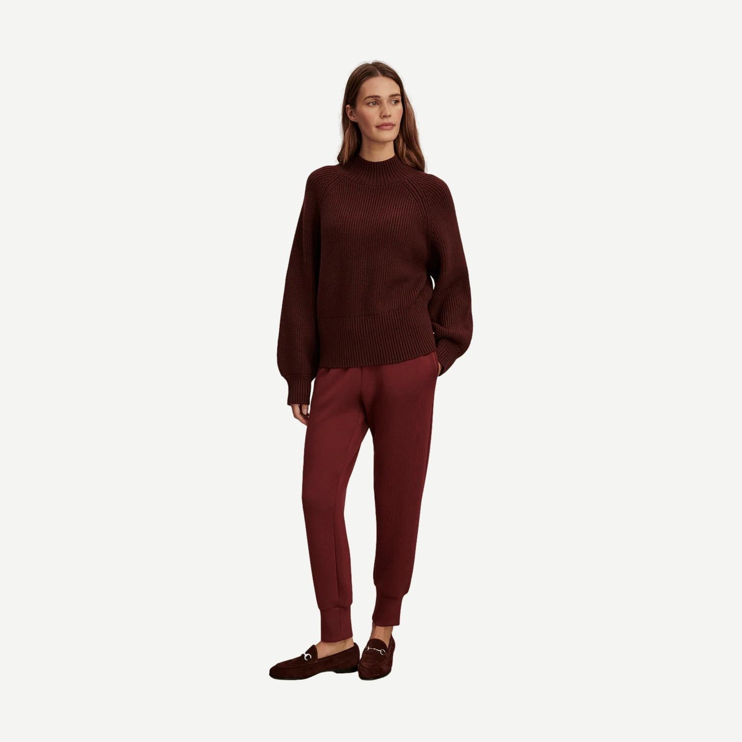 Martina High Neck Rib Knit - Chocolate