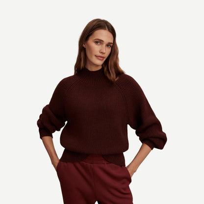Martina High Neck Rib Knit - Chocolate