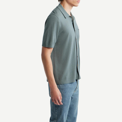Dalton Silk-Cotton Knit Shirt - Forrest