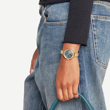 Shinola Birdy 31mm Gold watch with gray mother-of-pearl dial and gold-tone case