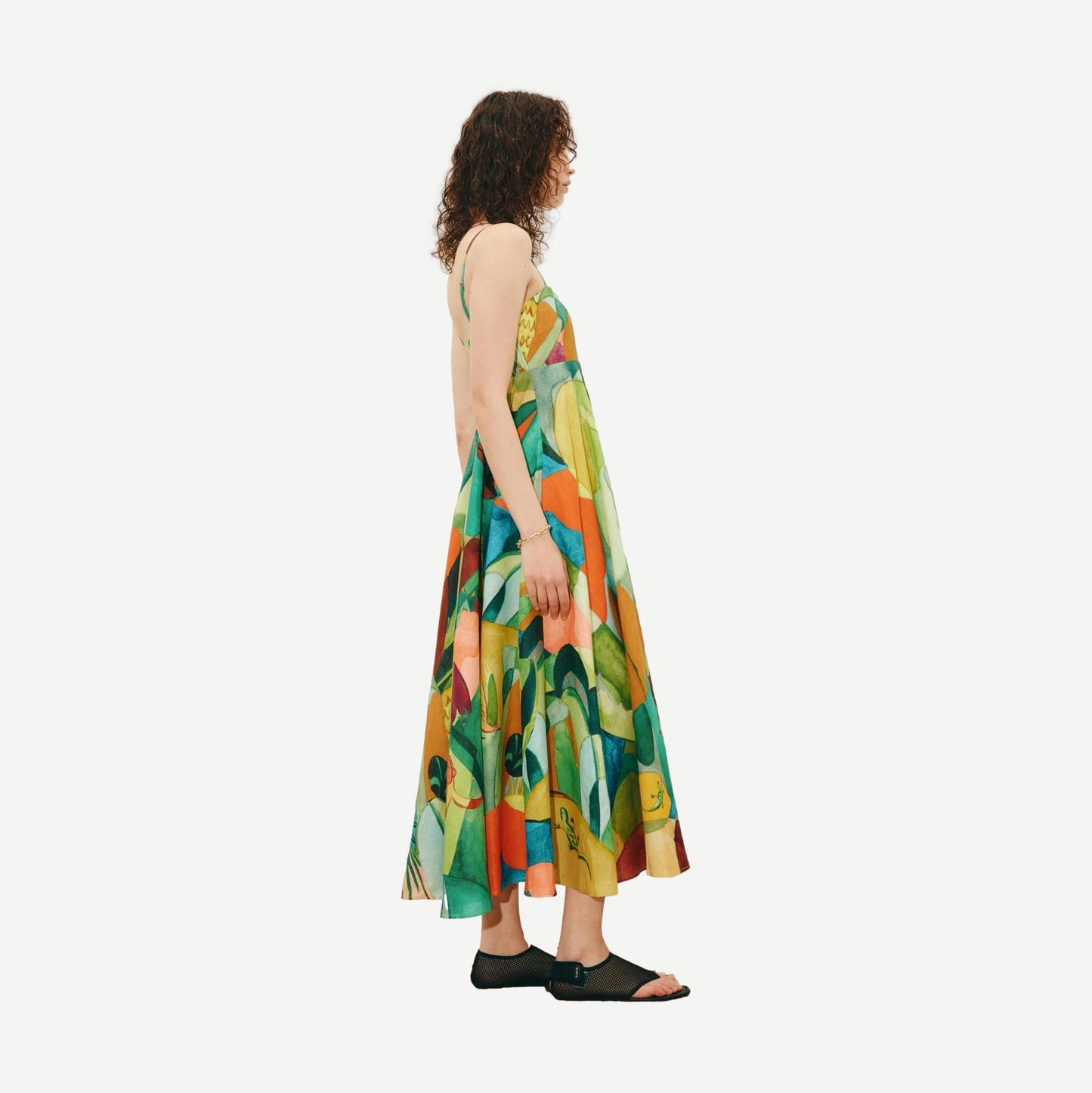 Alémais Mokshini Sundress in multi-color, lightweight midi dress with flowy fabric and casual summer style, perfect for warm weather.